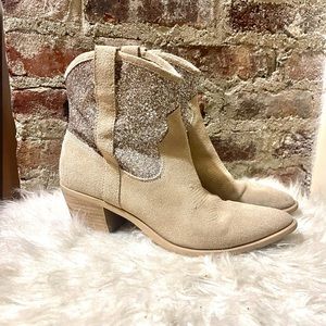 Western Style Boot. Beautiful tan color with Gold Sparkle.